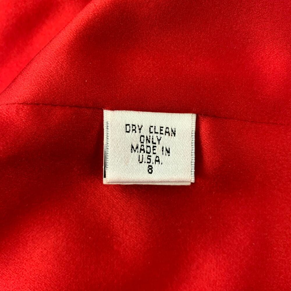 RICHARD TYLER Couture Size 8 Red Silk Rayon Beaded Knee-Length 2 Piece Set - Picture 6 of 8